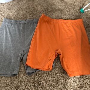 Gray and orange legging shorts